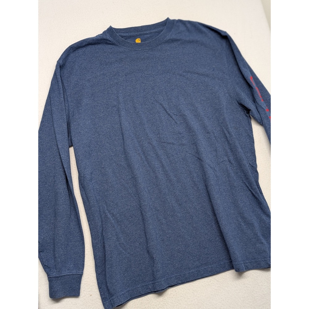 Carhartt Mens XL Original Fit Long Sleeve Graphic T-Shirt Blue Heather Red Logo